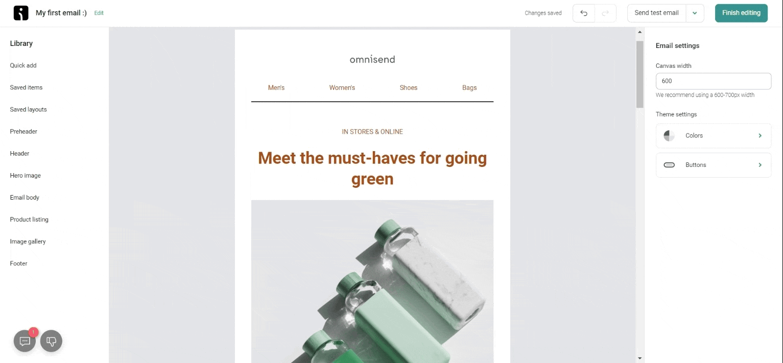 Omnisend email builder