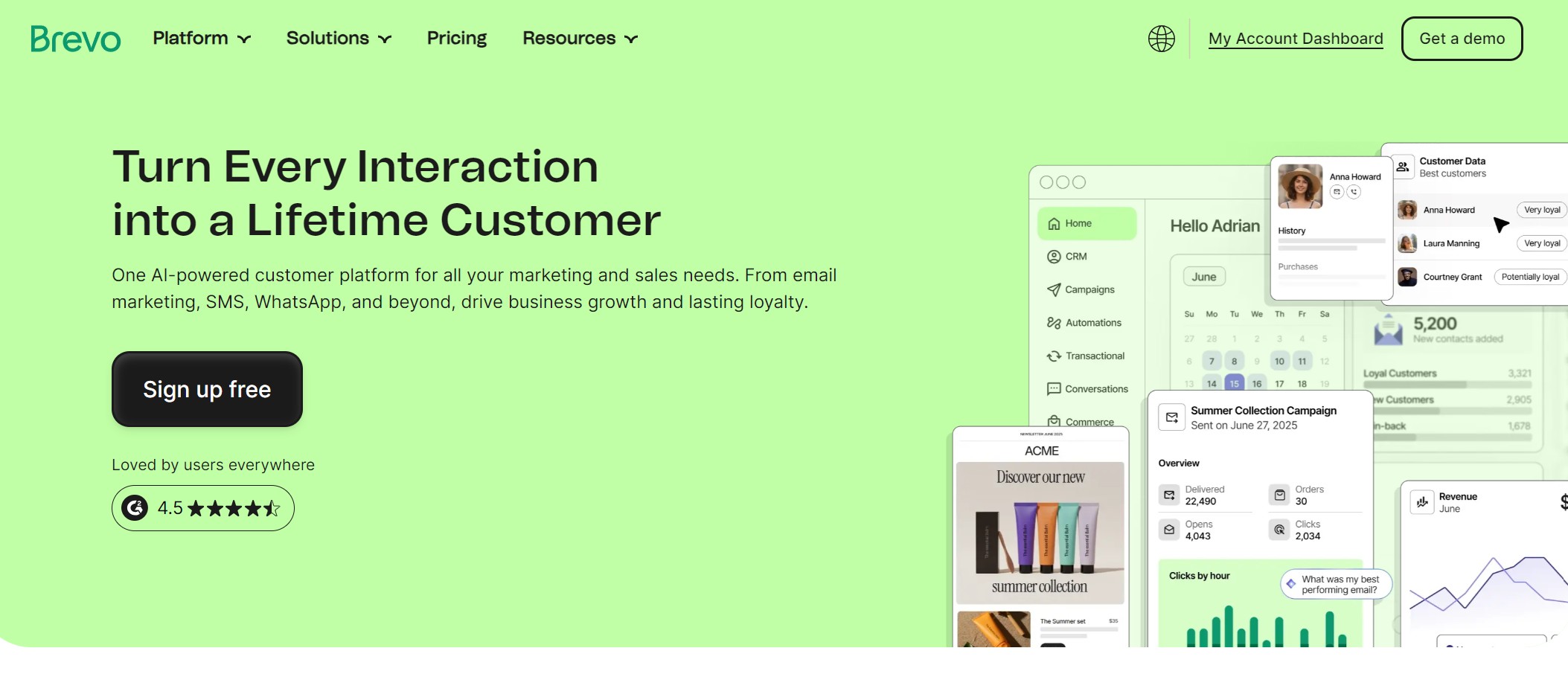 Email marketing campaign: Brevo home page