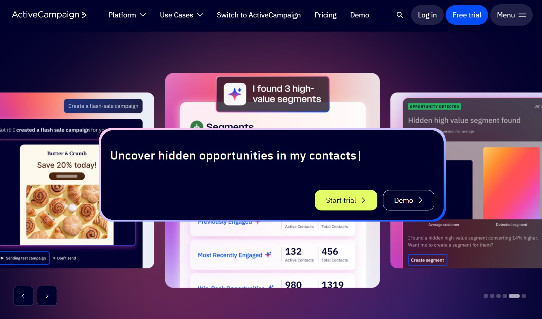 Klaviyo alternatives: ActiveCampaign home page