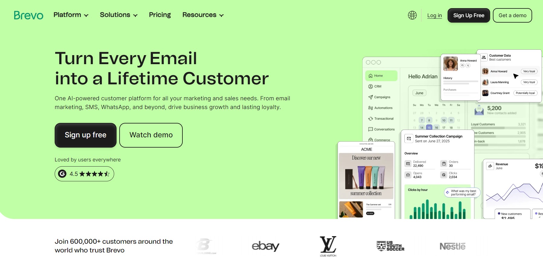 Klaviyo alternatives: Brevo home page