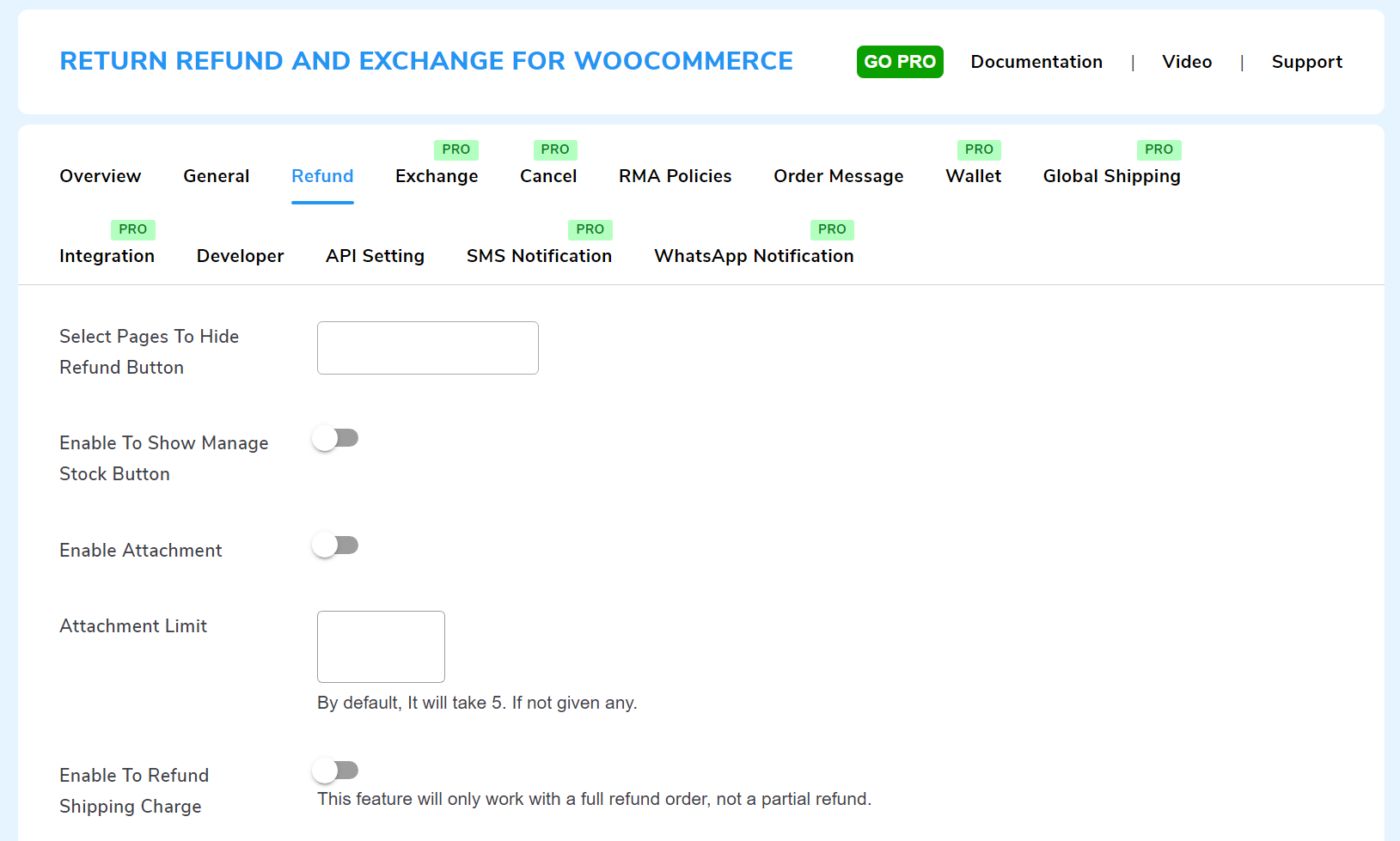 Returns dashboard