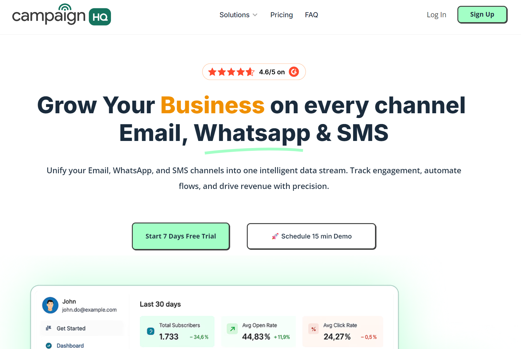 Mailerlite alternative: CampaignHQ home page