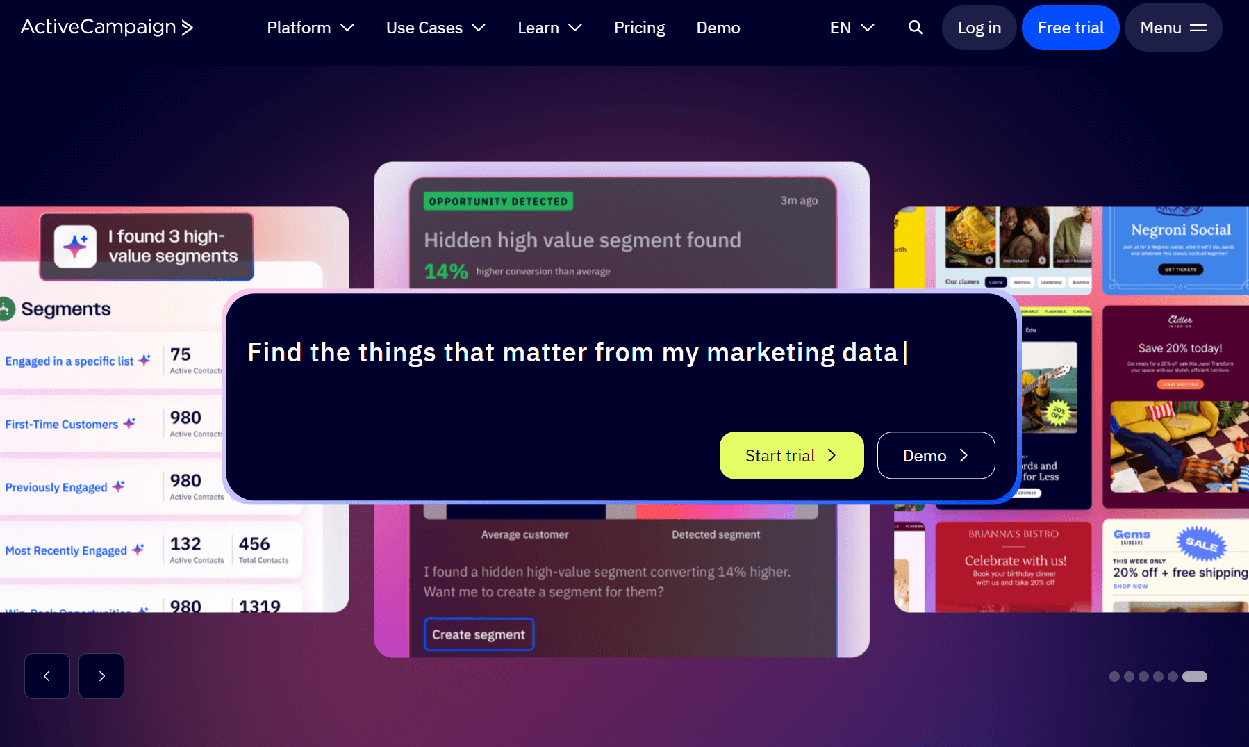 Mailerlite alternative: ActiveCampaign home page