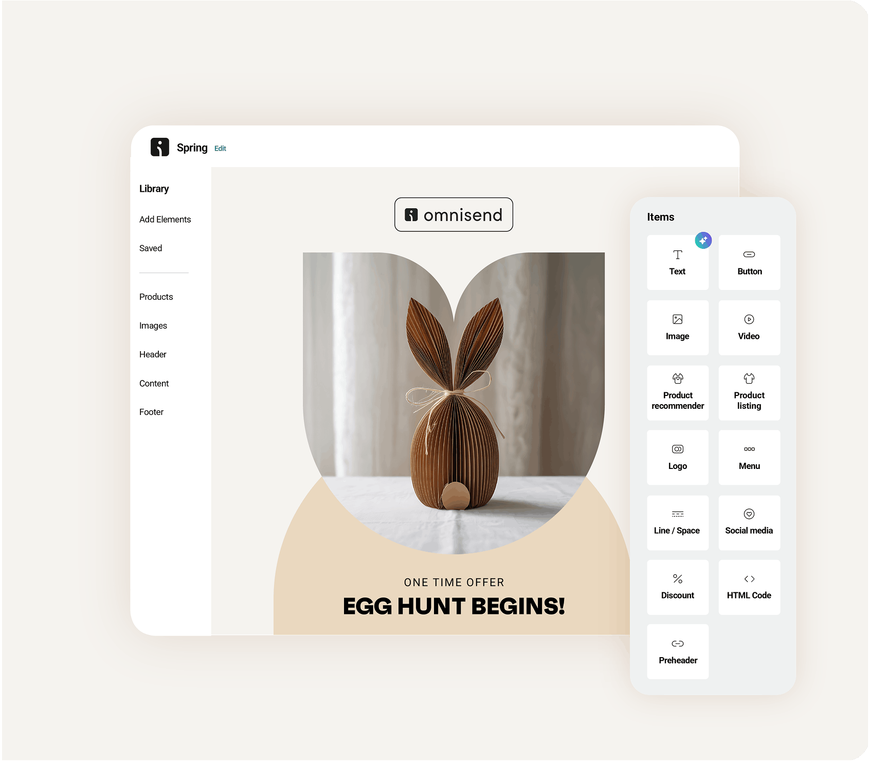 Omnisend campaign builder for creating on-brand email and SMS campaigns