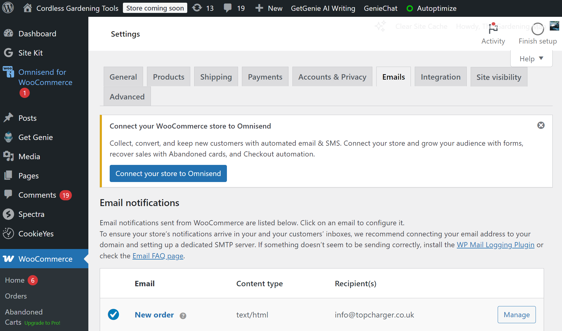 How to send WooCommerce order confirmation email: email settings