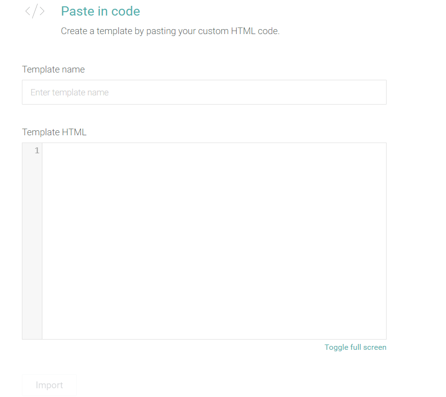 create a template by pasting your custom HTML code in Omnisend