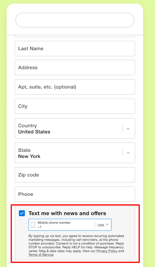sms opt-in Attentive