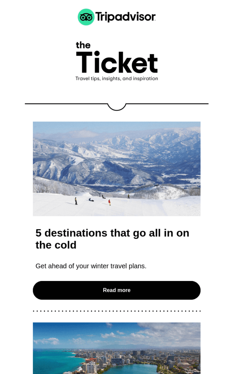 lead nurturing examples: tripadvisor